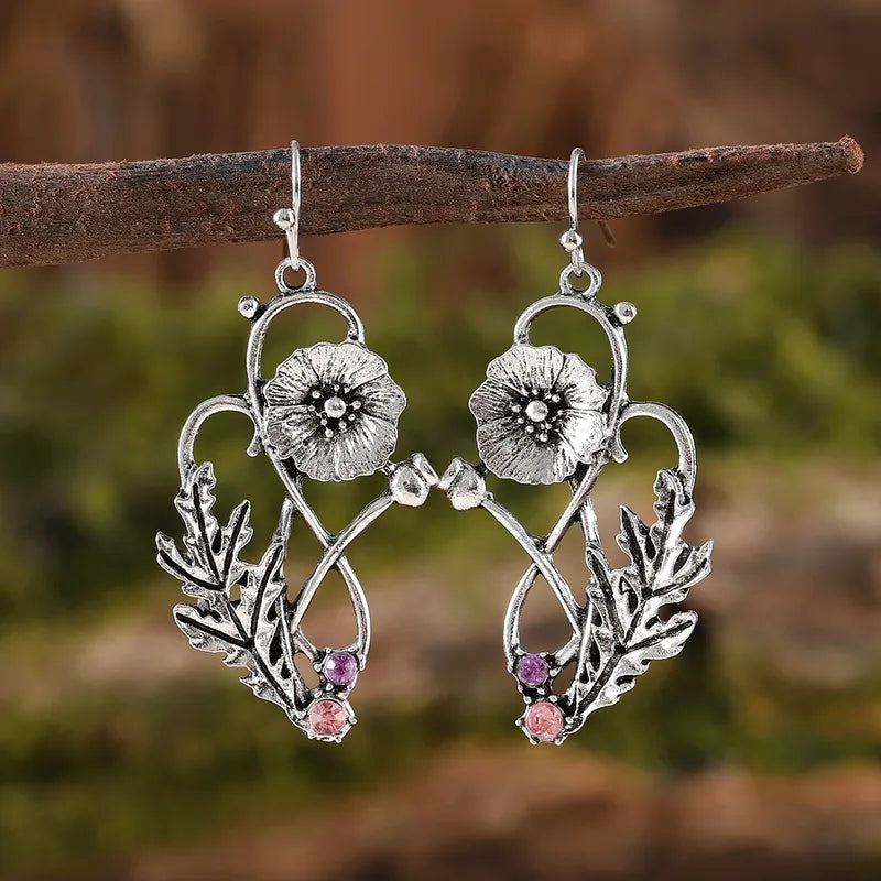 🌷 Whimsical Retro Flower Alloy Drop Earrings 🌷