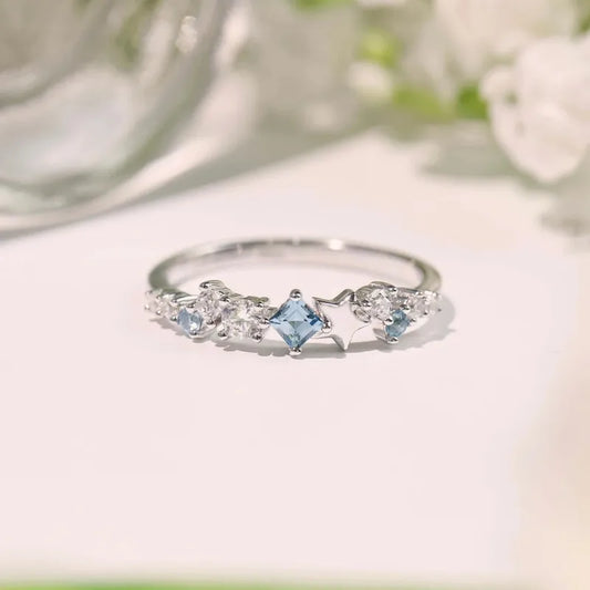 ⭐ Sterling Silver 925 Pentagram Geometric Star Zircon Ring⭐