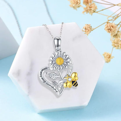 🐝 “You Are My Sunshine” Bee & Sunflower Necklace 🐝