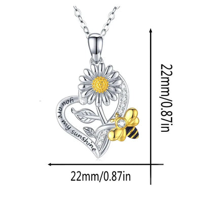🐝 “You Are My Sunshine” Bee & Sunflower Necklace 🐝