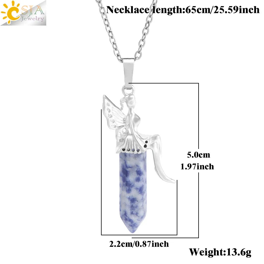 🧚 Natural Crystal Fairy Pendant Necklaces 🧚