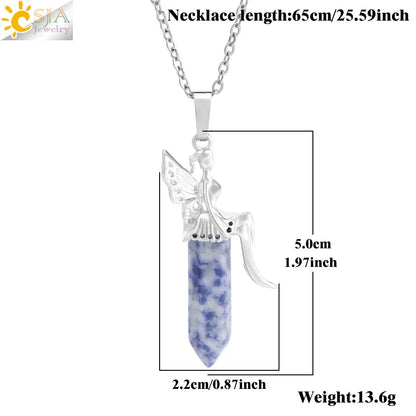 🧚 Natural Crystal Fairy Pendant Necklaces 🧚