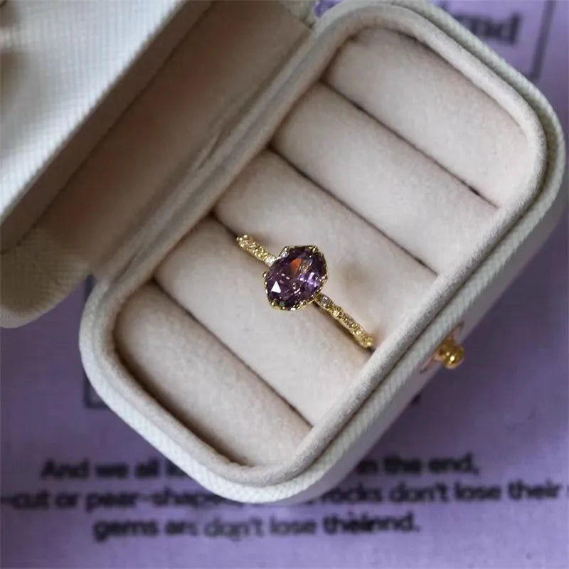 💜 Sparkling Adjustable Purple Large Oval Ring 💜