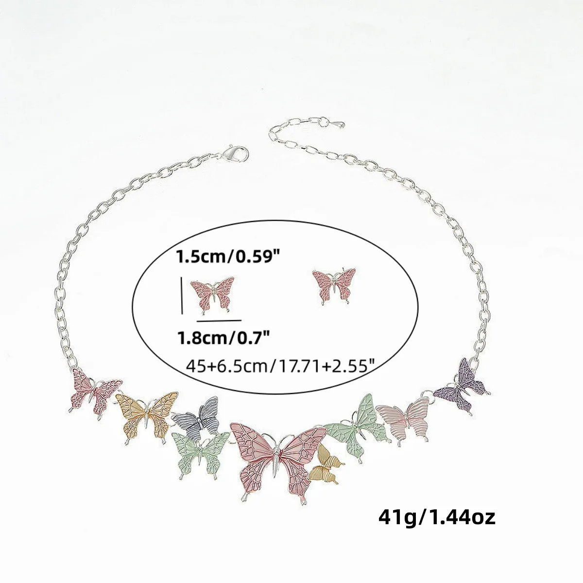 🦋 Pastel Butterfly Necklace & Earrings Set 🦋
