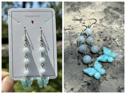 🦋💎 Original Natural Crystal Butterfly Earrings 💎🦋