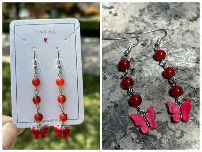 🦋💎 Original Natural Crystal Butterfly Earrings 💎🦋