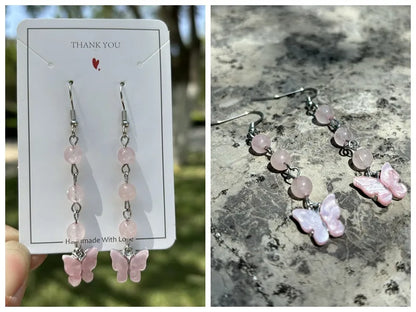 🦋💎 Original Natural Crystal Butterfly Earrings 💎🦋
