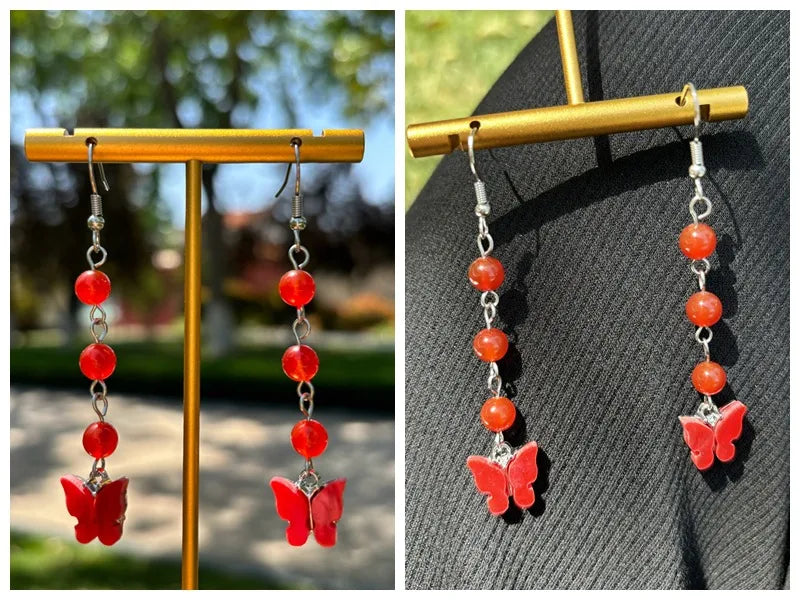 🦋💎 Original Natural Crystal Butterfly Earrings 💎🦋