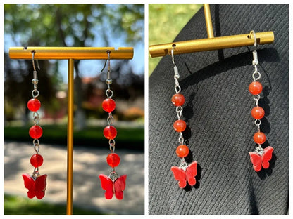 🦋💎 Original Natural Crystal Butterfly Earrings 💎🦋