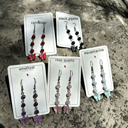 🦋💎 Original Natural Crystal Butterfly Earrings 💎🦋