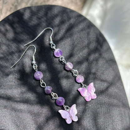 🦋💎 Original Natural Crystal Butterfly Earrings 💎🦋