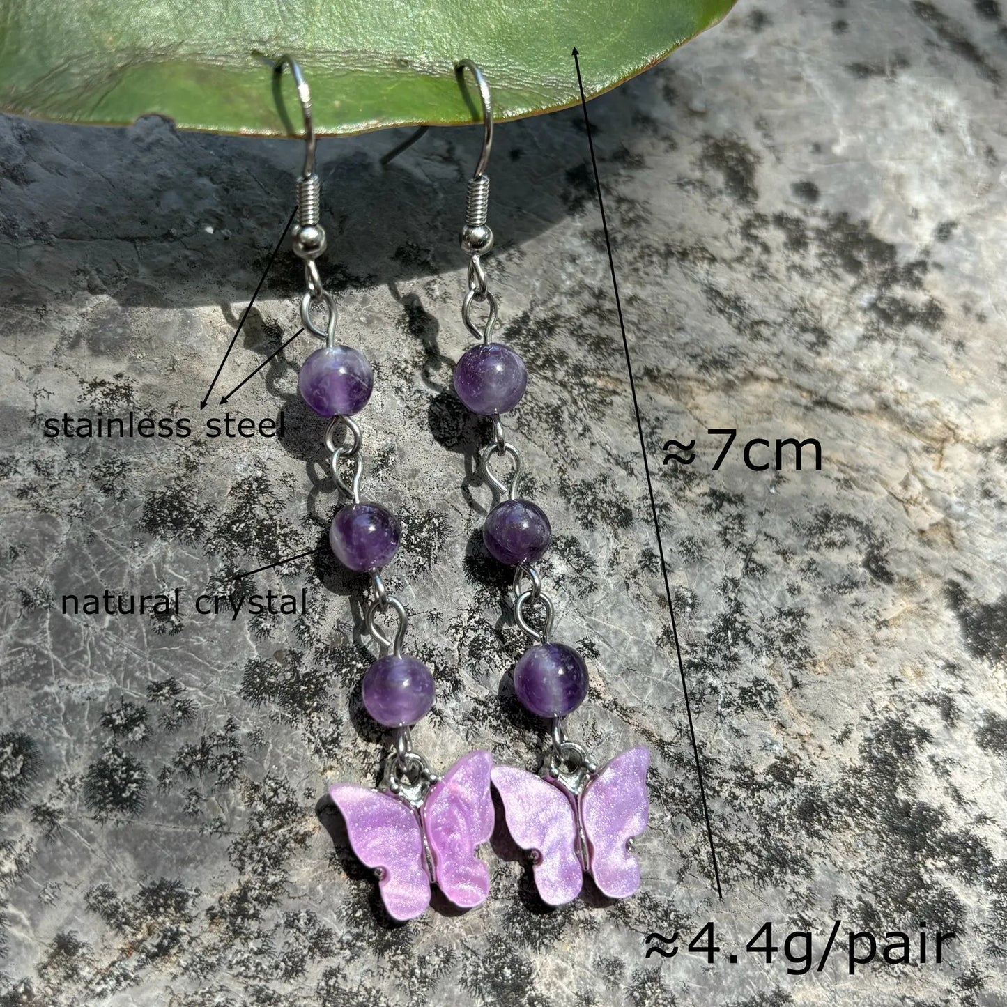 🦋💎 Original Natural Crystal Butterfly Earrings 💎🦋