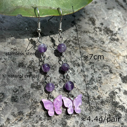 🦋💎 Original Natural Crystal Butterfly Earrings 💎🦋