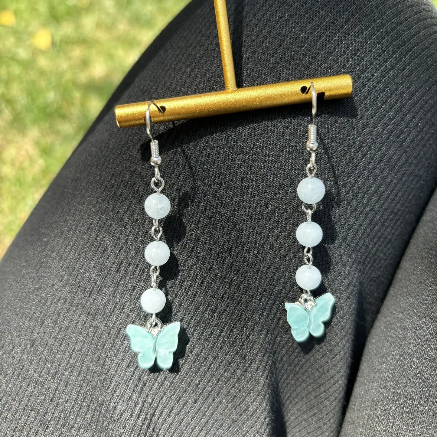 🦋💎 Original Natural Crystal Butterfly Earrings 💎🦋