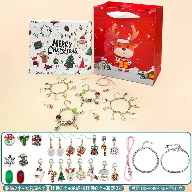 Christmas Blind Box Silver Bracelet Set & Reindeer Gift Bag