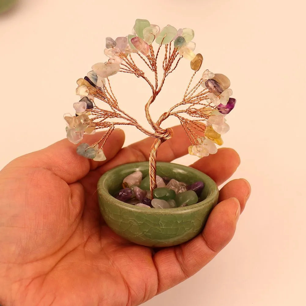 💎🌳 Natural Fortune Crystal Tree Tea Cup Treasure Bowl Money Tree 🌳💎