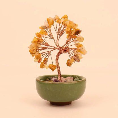 💎🌳 Natural Fortune Crystal Tree Tea Cup Treasure Bowl Money Tree 🌳💎