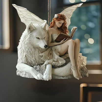 🐺 Acrylic Wolf and Fairy Pendant 🐺