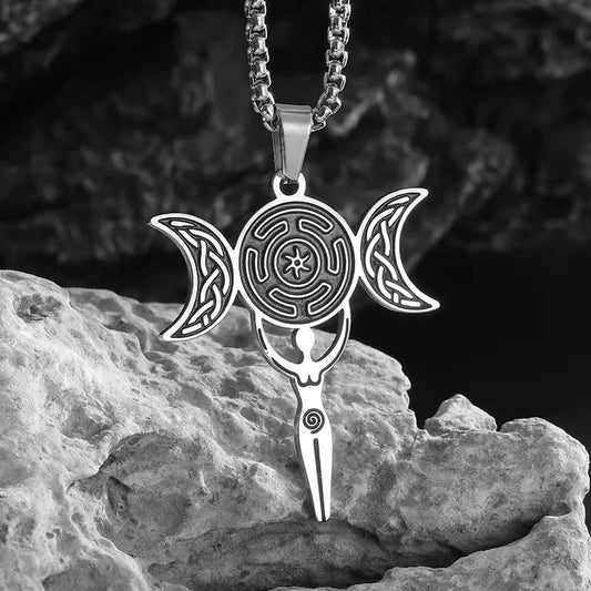 🌙 Triple Moon Spiral Goddess Healing Necklace 🌙