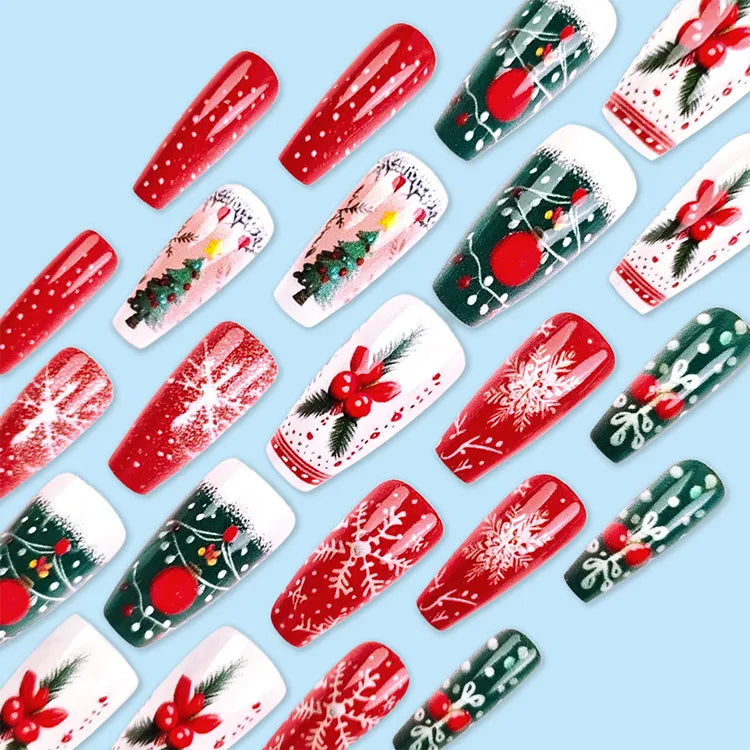 Christmas Theme Nail Art Snowflake Christmas Tree