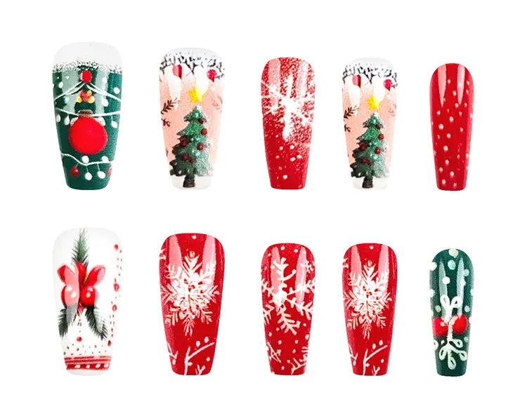 Christmas Theme Nail Art Snowflake Christmas Tree
