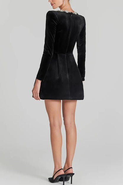 ❤️🖤 Elegant Velvet Diamante Dress 🖤❤️