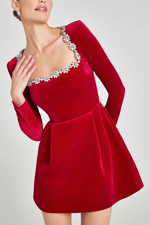 ❤️🖤 Elegant Velvet Diamante Dress 🖤❤️