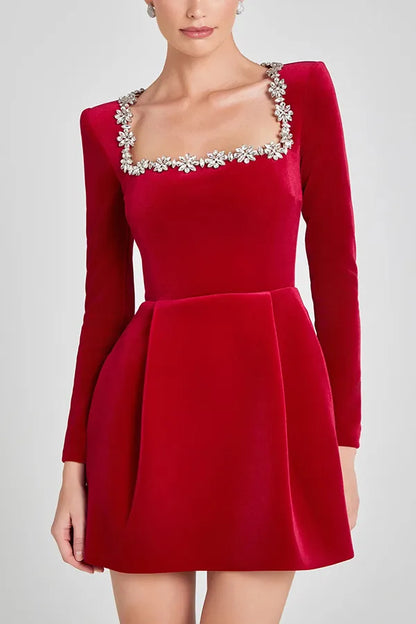 ❤️🖤 Elegant Velvet Diamante Dress 🖤❤️