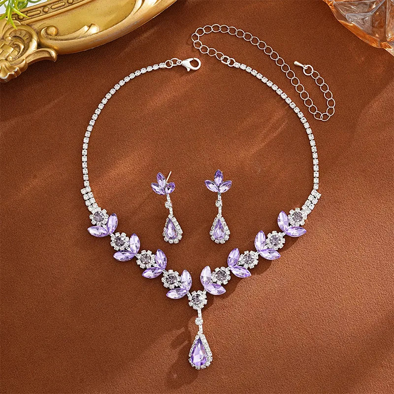 ✨ Elegant Crystal Necklace & Diamante Earrings Jewellery Set ✨