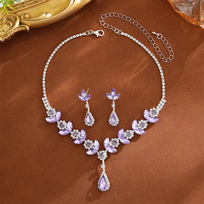 ✨ Elegant Crystal Necklace & Diamante Earrings Jewellery Set ✨