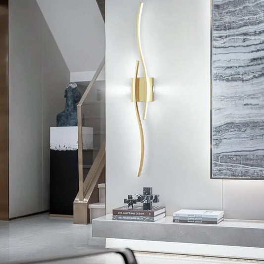 Modern LED Wall Sconce Light Wave Design Indoor Wall Lamp