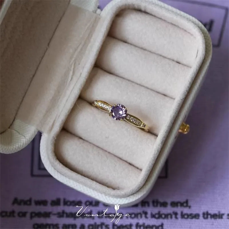 💜 Sparkling Adjustable Purple Large Round Diamond Ring 💜