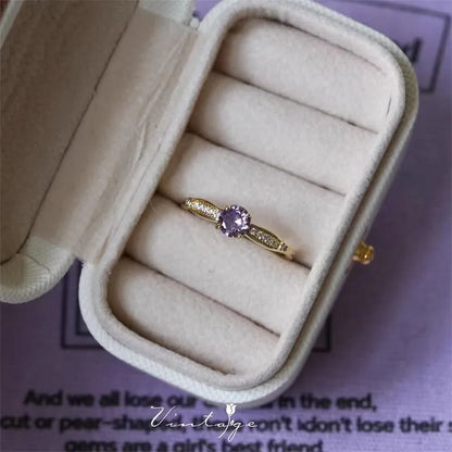 💜 Sparkling Adjustable Purple Large Round Diamond Ring 💜