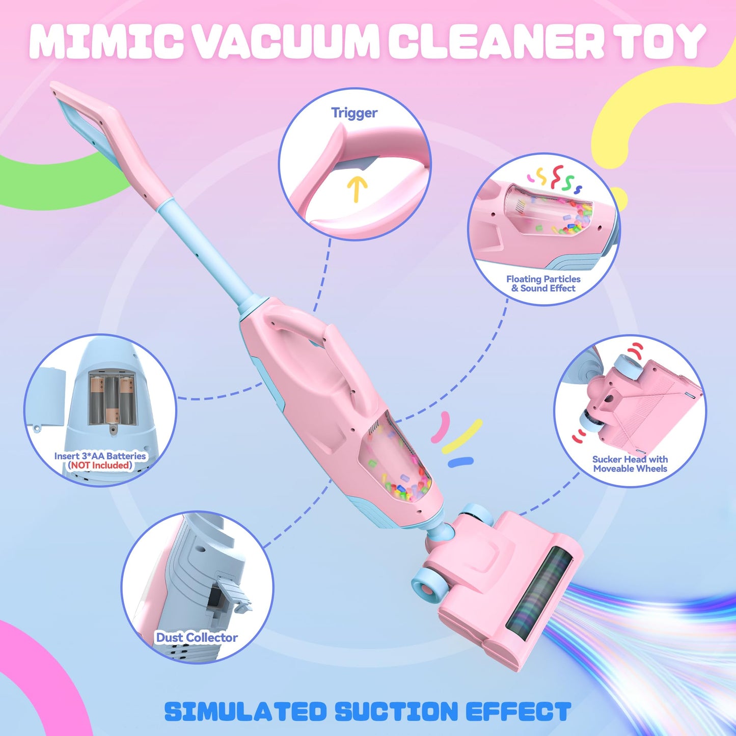 Kids Cordless Vacuum Toy with Lights, Sounds & Ball Popping Action