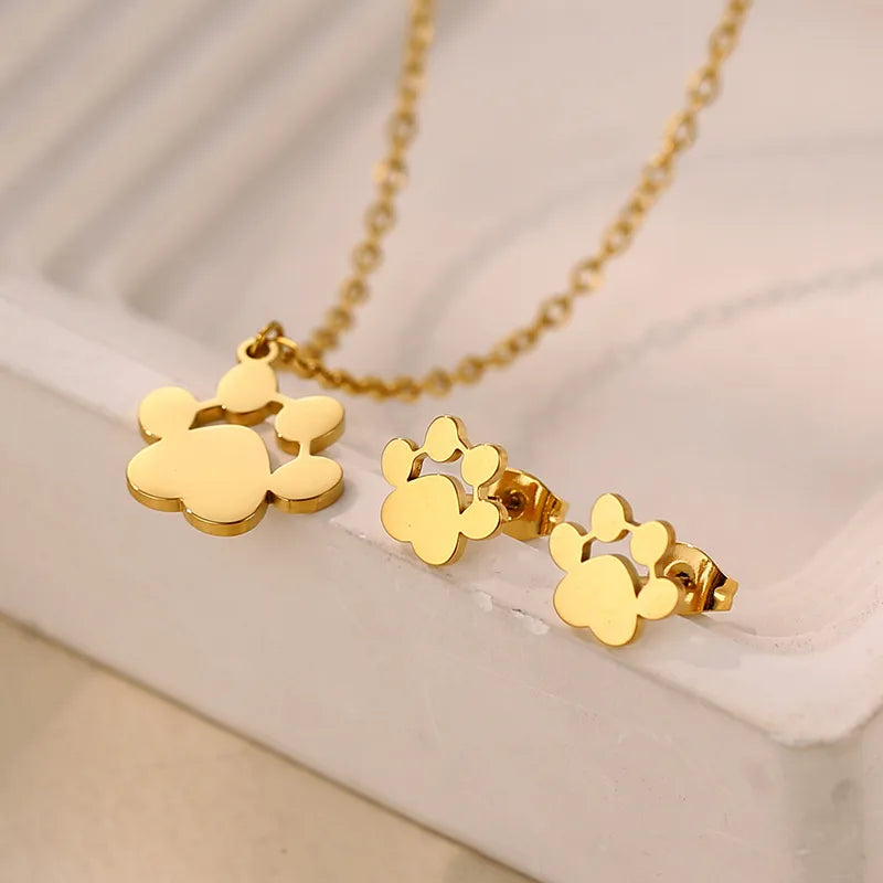 🐾✨ Cute Dog Paw Print Jewellery Set! ✨🐾