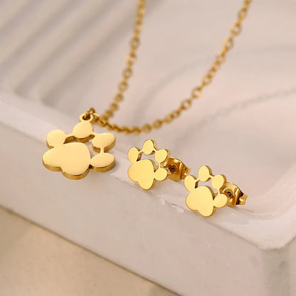 🐾✨ Cute Dog Paw Print Jewellery Set! ✨🐾