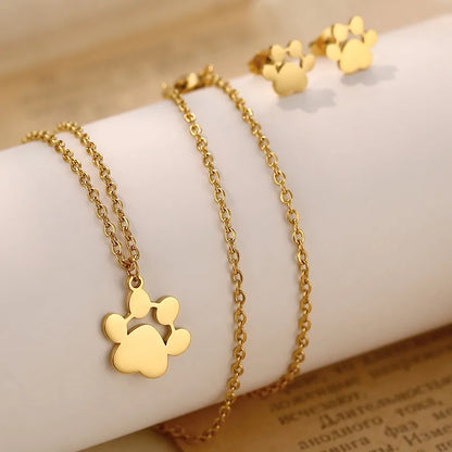 🐾✨ Cute Dog Paw Print Jewellery Set! ✨🐾