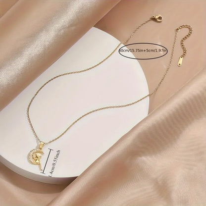 🌙 Gold Fairy on a Moon Pendant Necklace 🧚