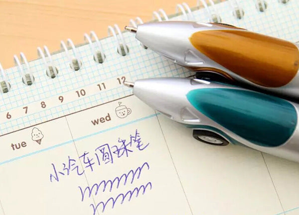 🚗🖊️ 6pc Blue Ink Car Pen Set 🖊️🚗
