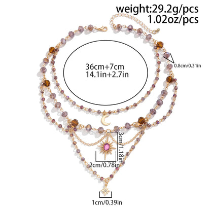 🌙 Multi-layer Crystal Beads Tassel Pendant Necklace 🌙
