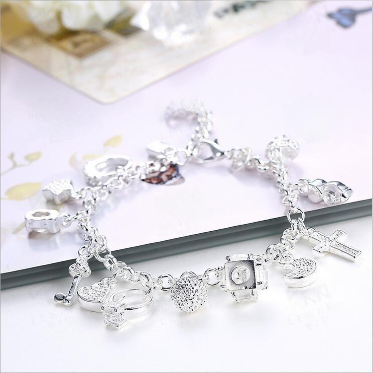 💎 Sterling Silver 925 Thirteen Charm Bracelet  💎