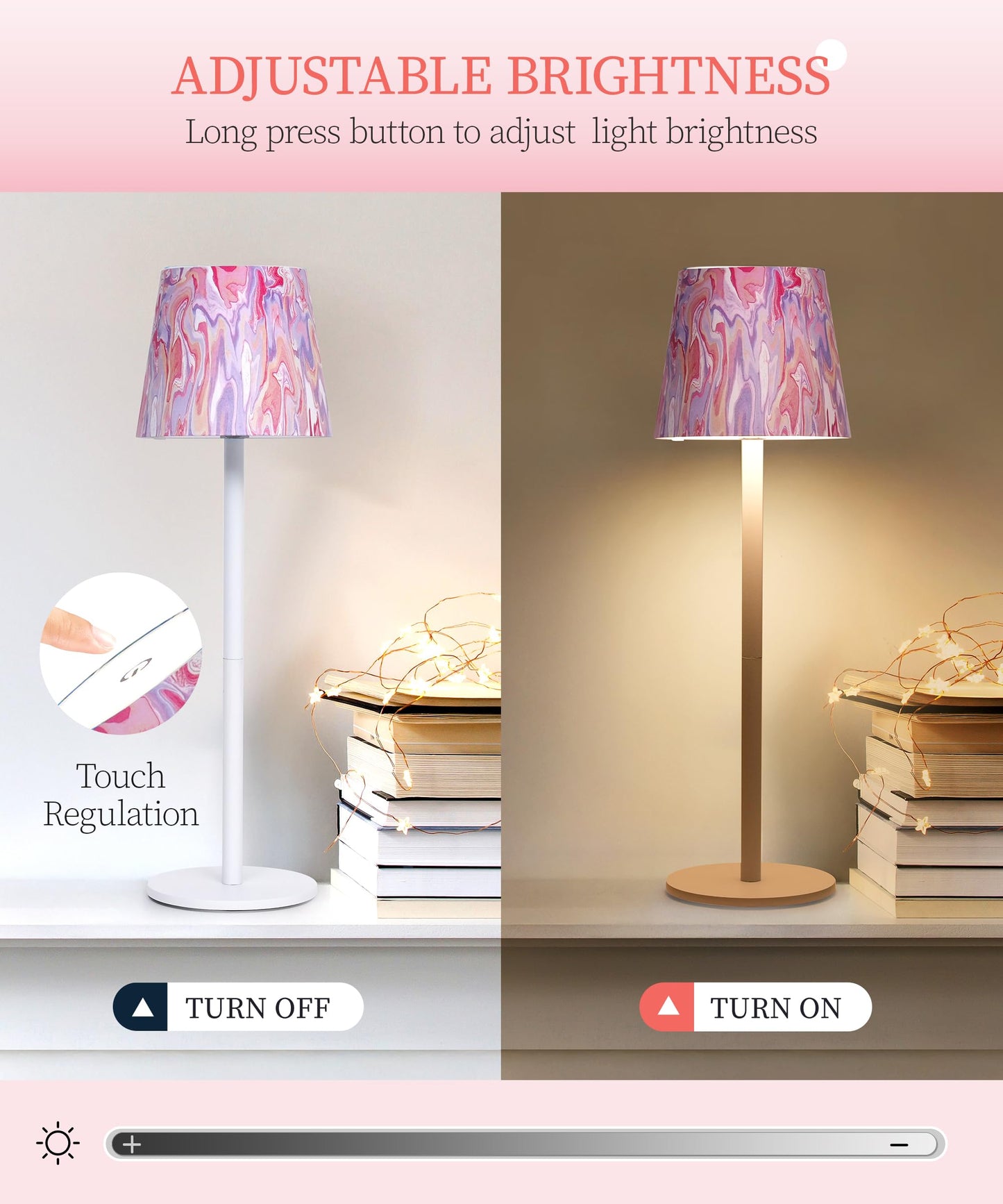 Cordless Table Lamp with 3-Colour Modes & Touch Control