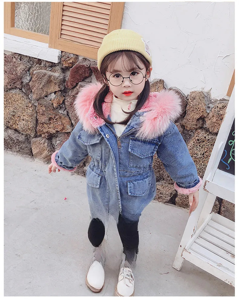💙🌸 Children's Fur Denim Coats 🌸💙