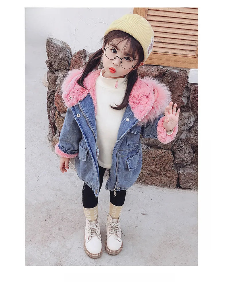 💙🌸 Children's Fur Denim Coats 🌸💙