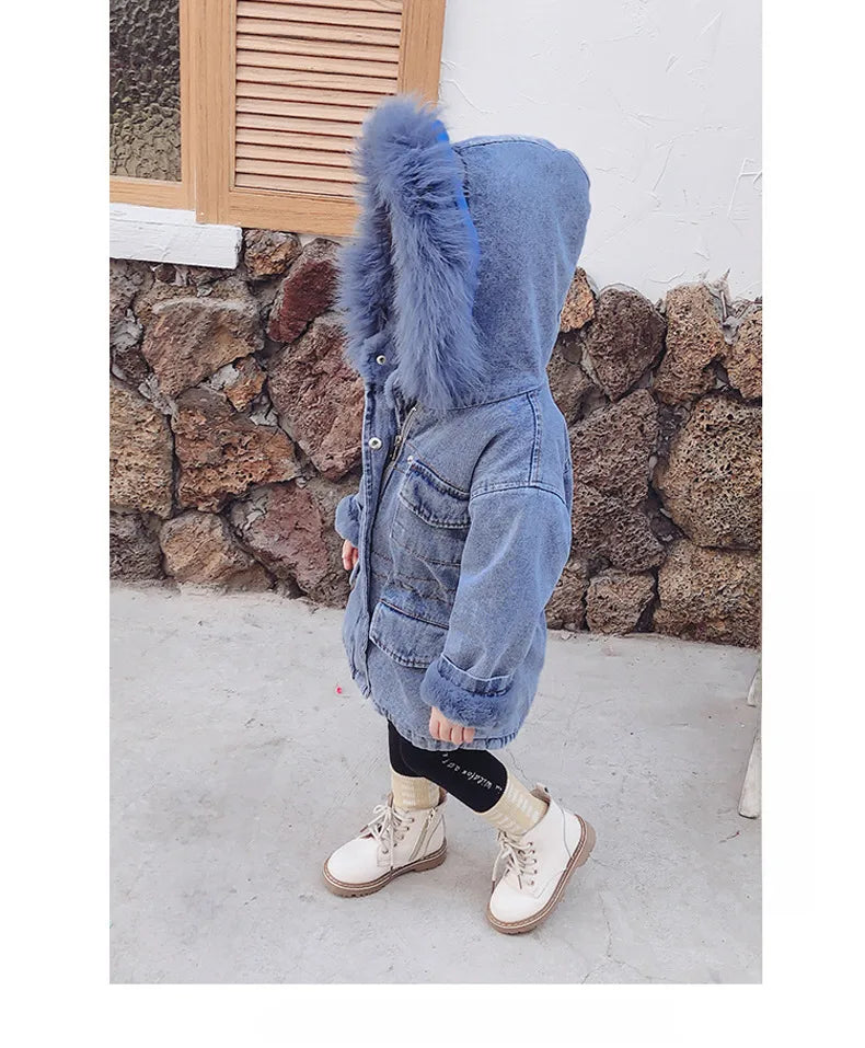 💙🌸 Children's Fur Denim Coats 🌸💙
