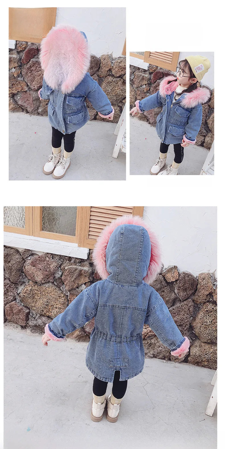 💙🌸 Children's Fur Denim Coats 🌸💙