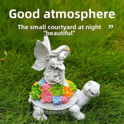 🐢 Solar Succulent Turtle Fairy Ornament 🐢
