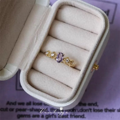💜 Sparkling Adjustable Purple Small Oval Ring 💜