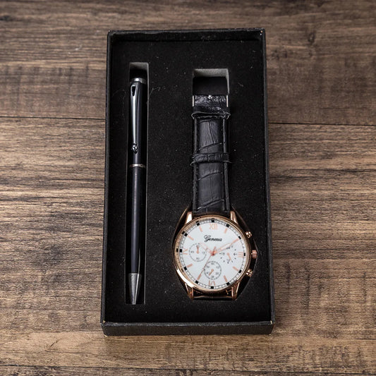 ⌚ Watch & Pen Gift Set Black and White ZHM2-A04180-1 🖊️