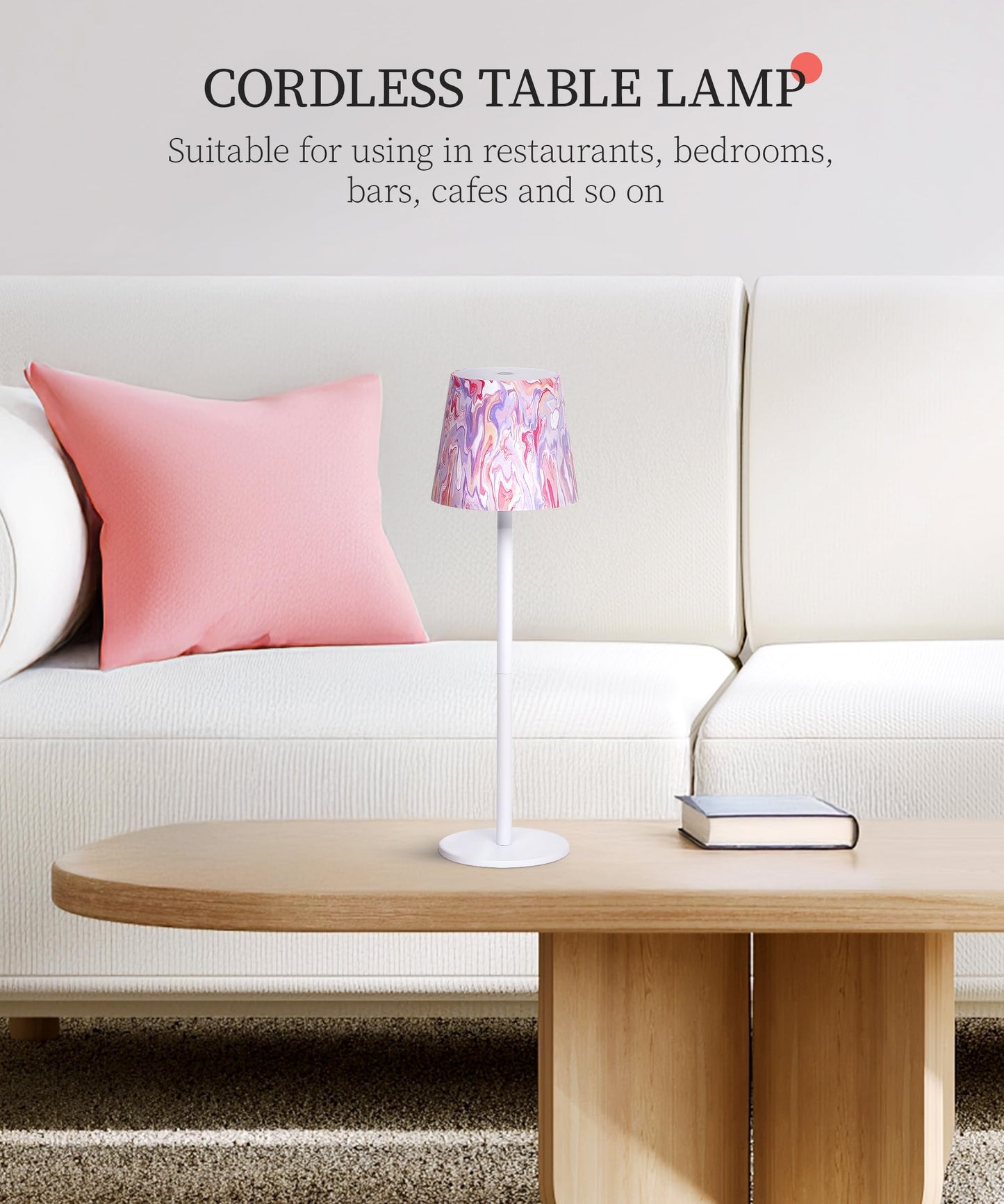 Cordless Table Lamp with 3-Colour Modes & Touch Control